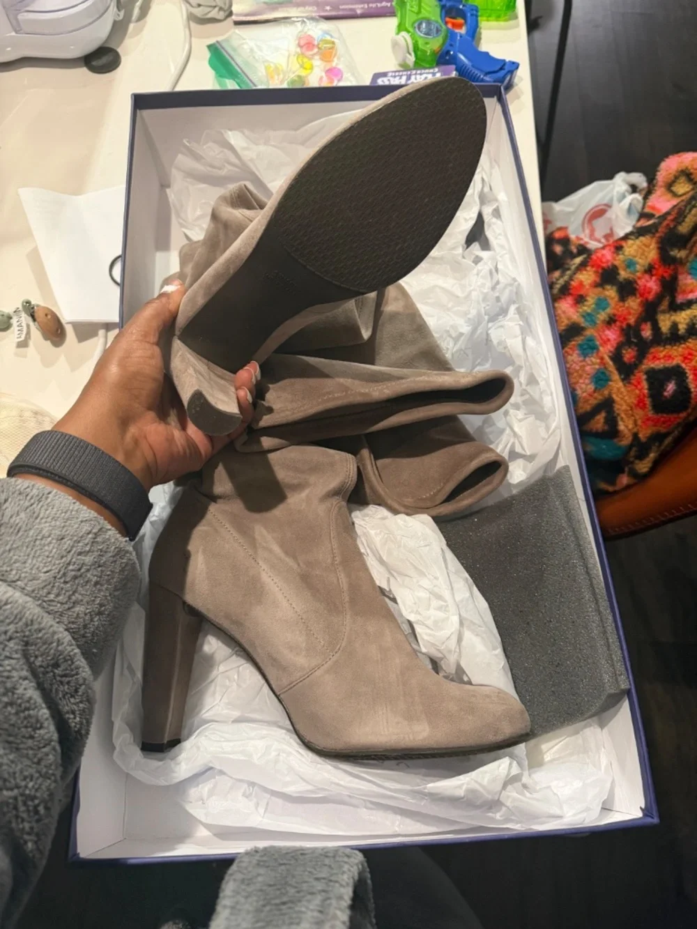 Stuart Weitzman grey thigh